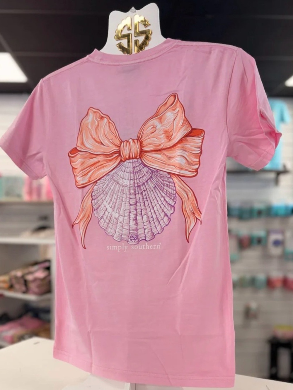Simply Southern Sea Shell Bow Tee Women’s XXL / 2X Pink T-shirt New Summer Beach